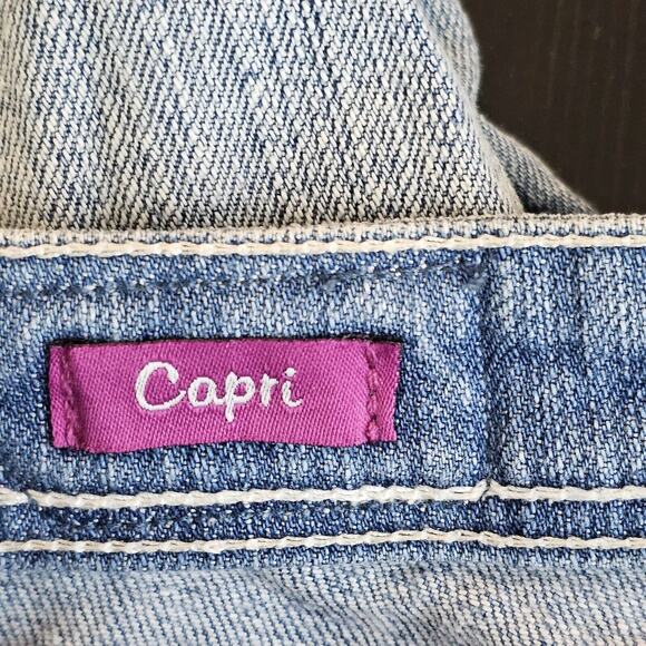 Vigoss Women's Plus Size 1 28x16 Blue Capri Cotton Blend Stretch Jeans Denim - Picture 9 of 13